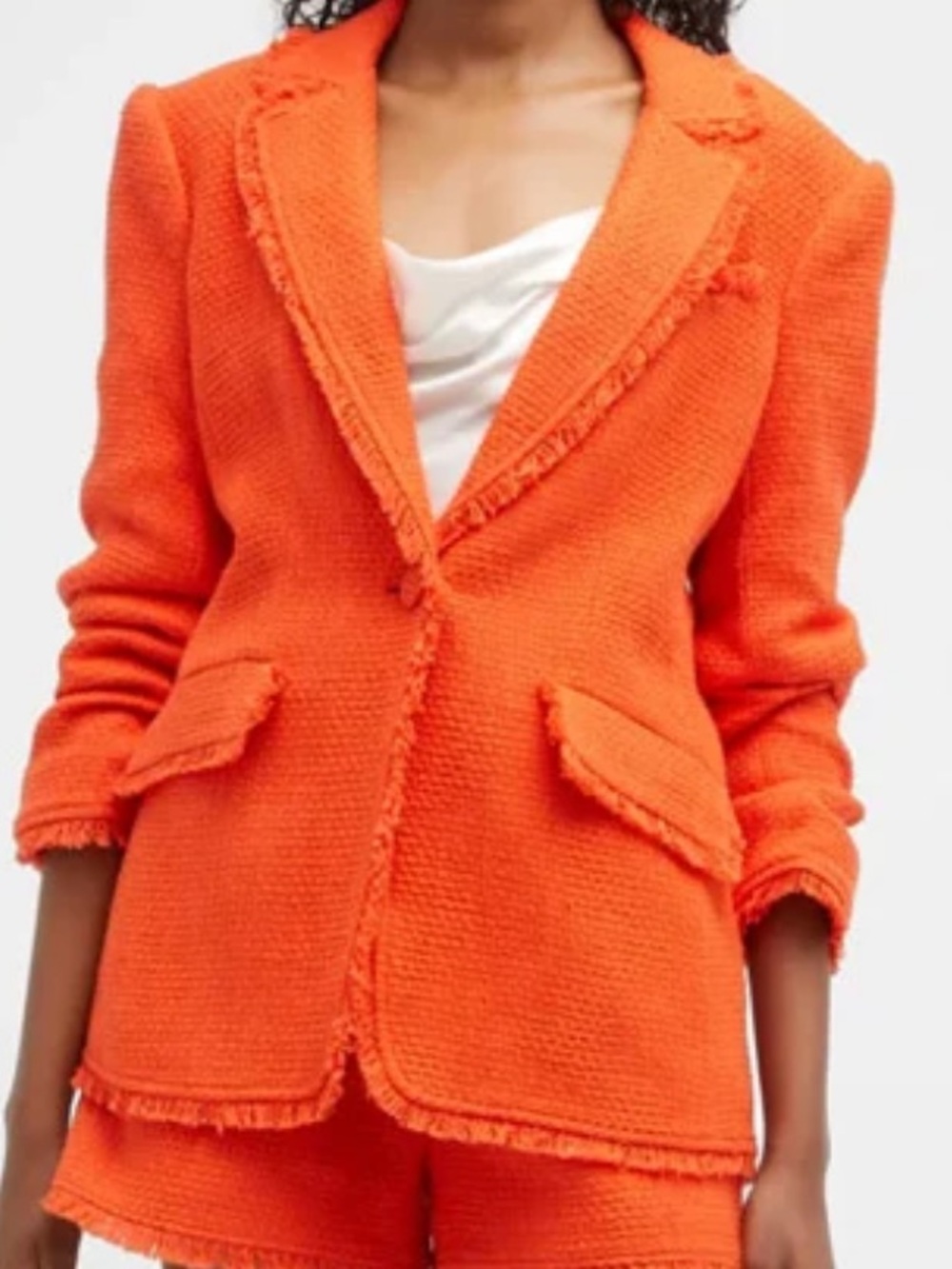 CONQ A SEPT KHLOE TEEED BOUCLE ORANGE 3/4 SLEEVE BLAZER JACKET🧡